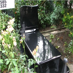 Black Granite Headstone  Cemetery Monuments For Poland