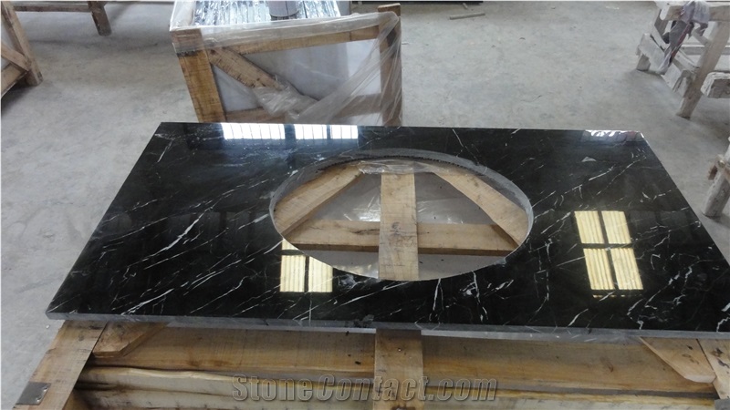 Black Nero Marquina Marble With White Veins For Floor Tiles