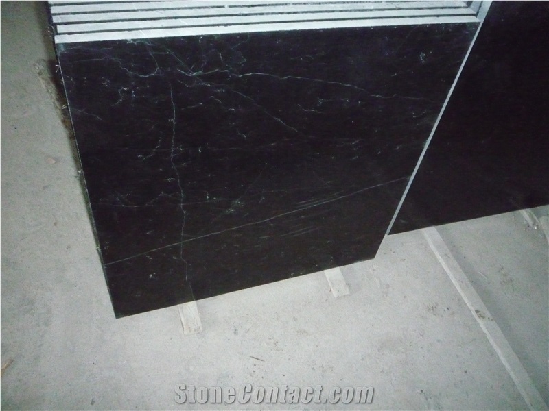 Black Nero Marquina Marble With White Veins For Floor Tiles