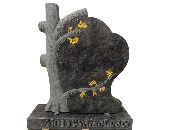 Cheap Polished Carved Black Granite Headstone Monument