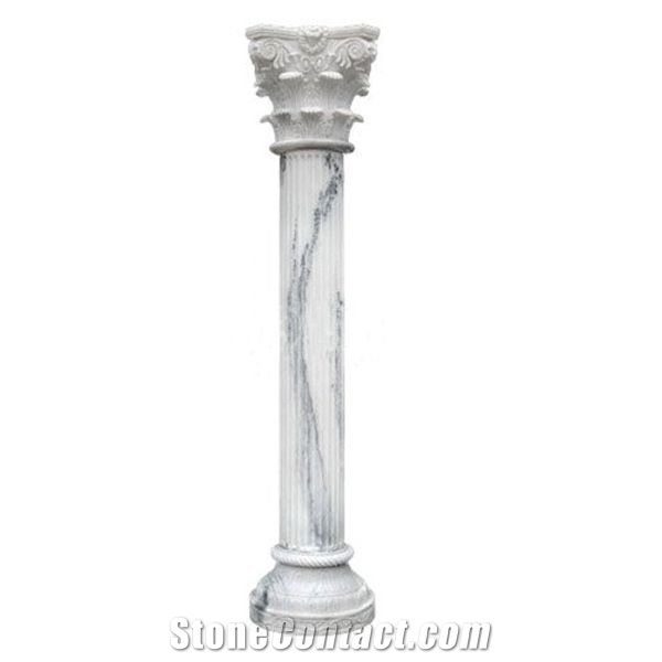 Custom Beautifully Hand Carved White Marble Roman Columns