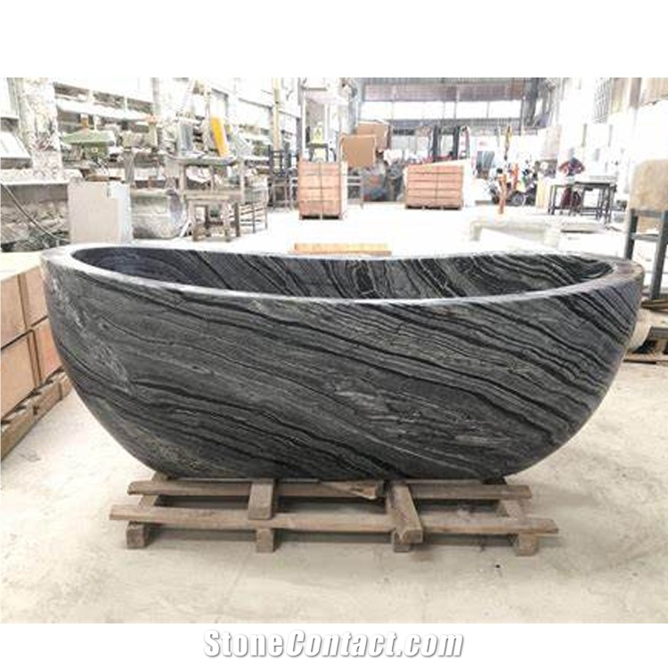 Custom High Quality Black Marquina Marble Bathtub