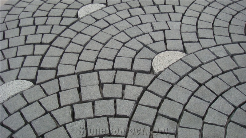 Dark Grey Granite Stone Square Interlocking Pattern Pavers