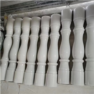Decorative Polished Pure White Marble Railing Balustrade