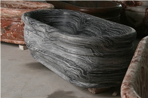 Freestanding Oval Antique Wooden Marble Stone Bathtub