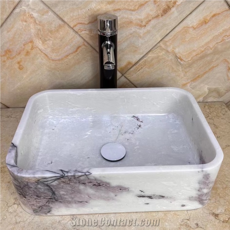 High Polished Snow White Marble  Stone Wash Basin Supplier