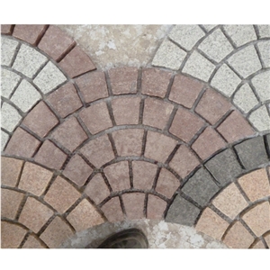 High Quality Red Porphyry Fan Shape Mesh Paving Driveway