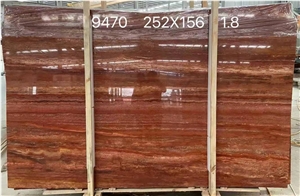 Iran Brown Red Travertine Polished Big Flag Slabs