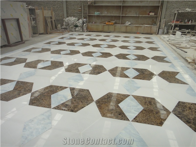 Natural Polished Colorful Marble Waterjet Medallion Flooring