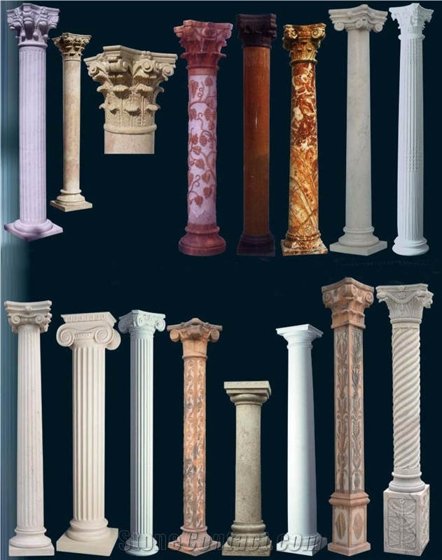 Outdoor Building Decorative White Marble Roman Pillar Column