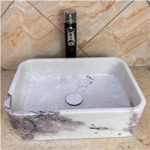 Polished Turkey Milas Lilac Marble Wash Basin For Sales