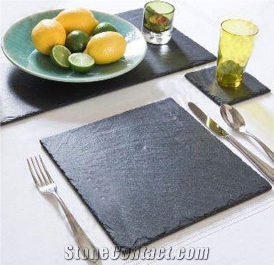 Square Shape Hubei Black Slate Bread Board