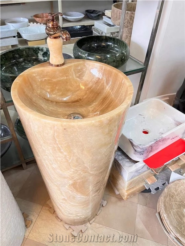 Wholesale Customized Design Honey Yellow Onyx Vessel Sink