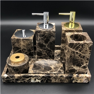 Wholesale Dark Emperador Marble Stone Toilet Accessories