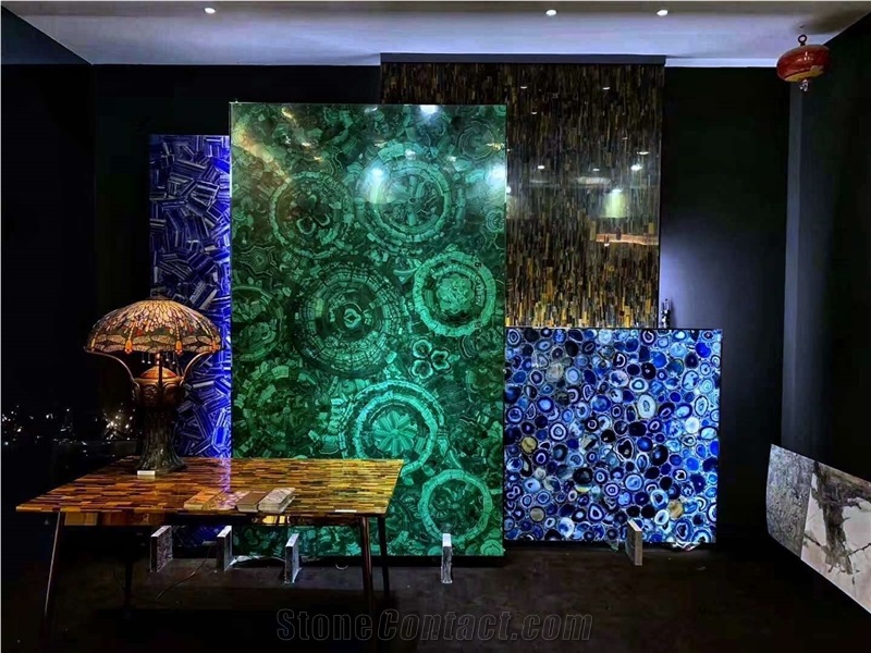 Green Malachite Panels Semiprecious Gem Stone Luxury Decor