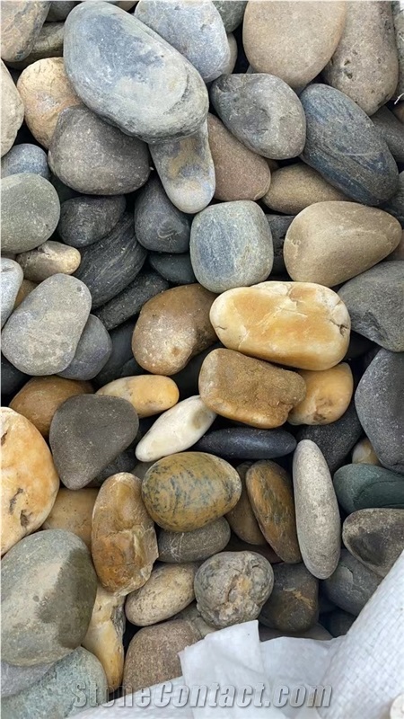 Mixed Color River Pebble Stone Stock For Outdoor
