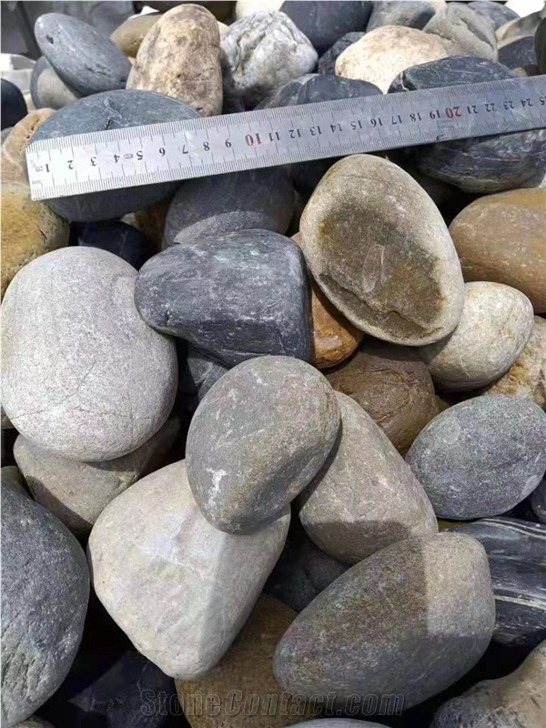Mixed Color River Pebble Stone Stock For Outdoor
