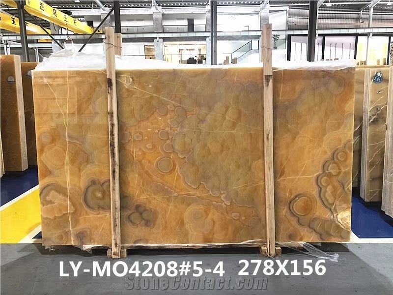 Book Match Translucent Yellow Onyx For Wall Floor Tile