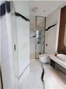 Panda White Marble Tub Surround Wall Stone Panel