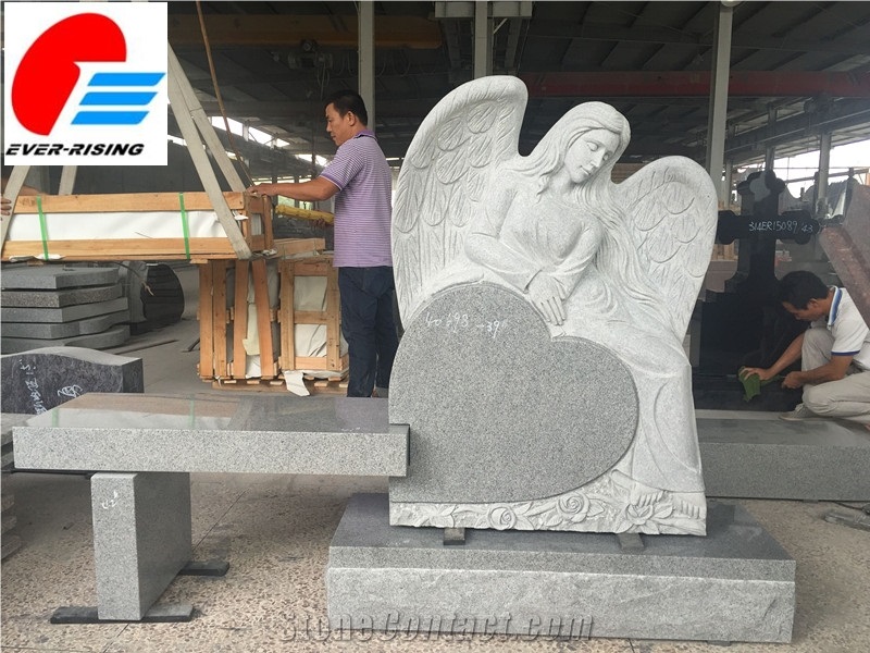 Angel Tombstone With Bench