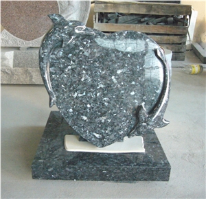 Heart Tombstones,Western Style Monument  Olive Green Granite