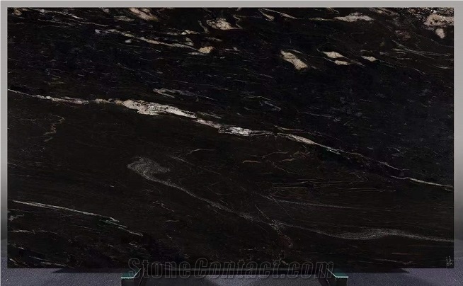 Brazil 18Mm Universe Black Granite Slabs