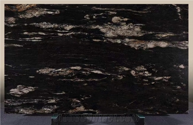 Brazil 18Mm Universe Black Granite Slabs