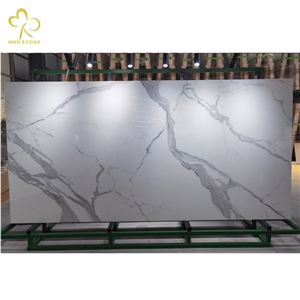 Full Body Calacatta White Crystallized Nano Glass Stone Slab