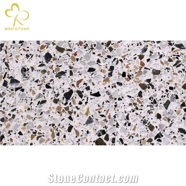 Top Manufacturer  Sale Artificial Stone White Terrazzo Slab
