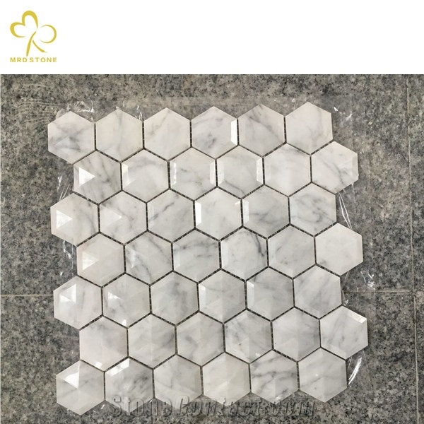 3D Hexagon China Marble Stone Mosaic Tiles