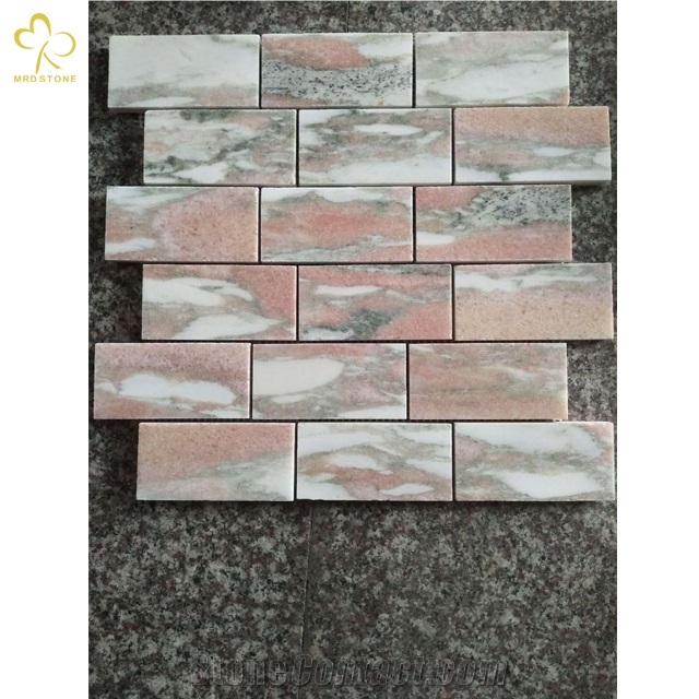 Mosaic Pattern Living Room Pink Marble Mosaic Wall Tiles