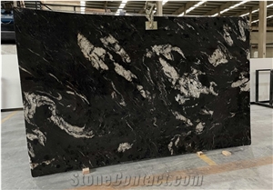 Polished Cosmic Black Granite Slabs For Kitchen Floor