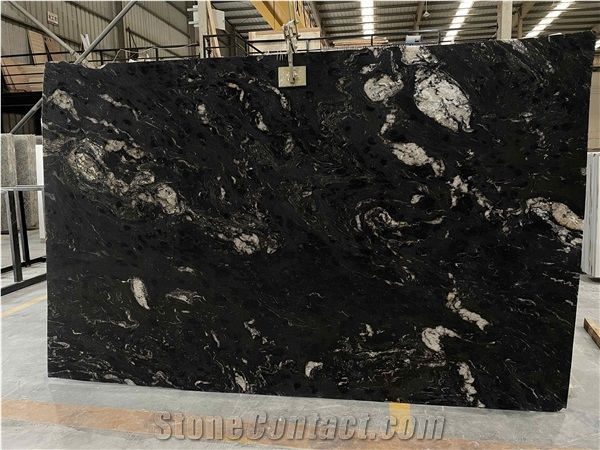 Polished Cosmic Black Granite Slabs For Kitchen Floor