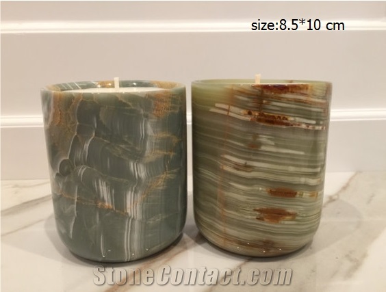 Green Alabaster Candle Jars Interior Deisgn Accessories