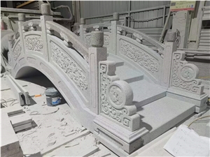Grey Granite Customized Garden Stone Bridges With Reliefs