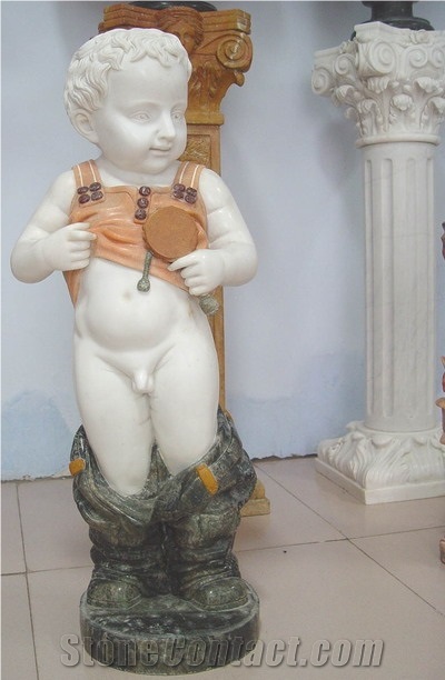 Handcarved Children Statue For Villa Gate Decoration
