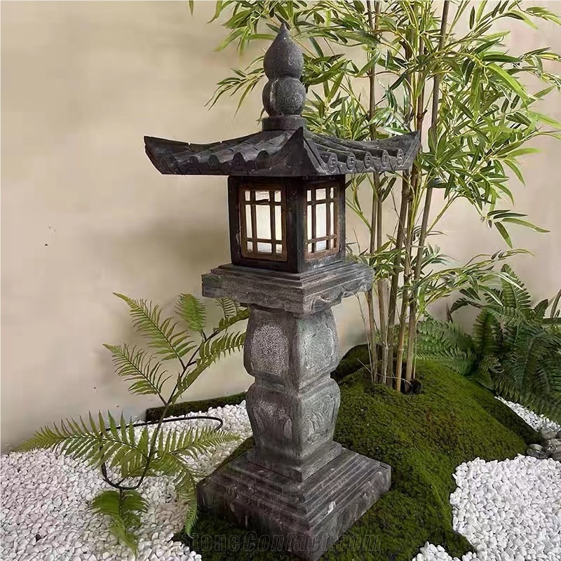 Lava Stone Japanese Style Lantern Post Customized
