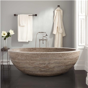 Persian Silver Travertine Bathtub Indoor Decoration