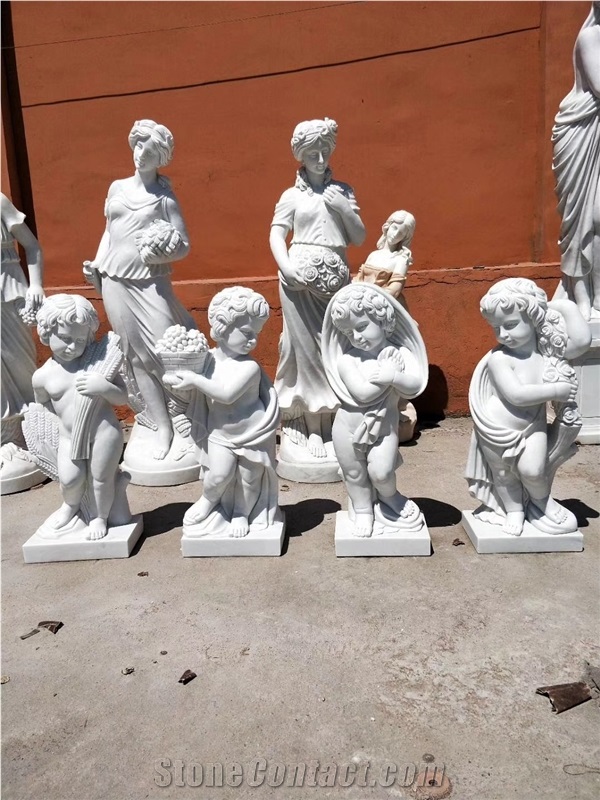 White Marble Religious Sculptures Four Ladies Western Design