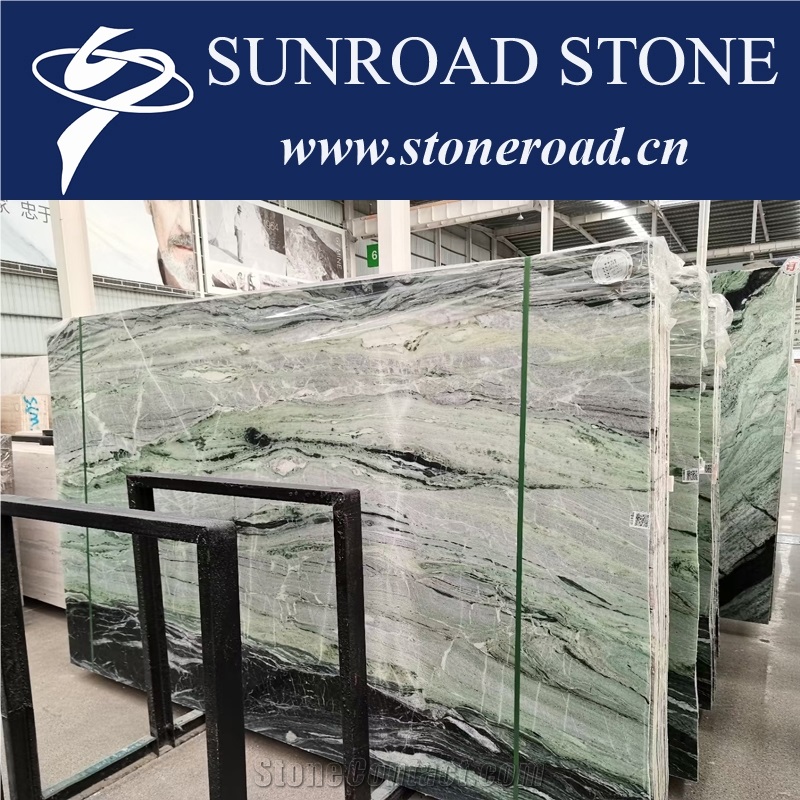 Cloud Green Jade Marble Green Forest Marble Slab Bookmatch