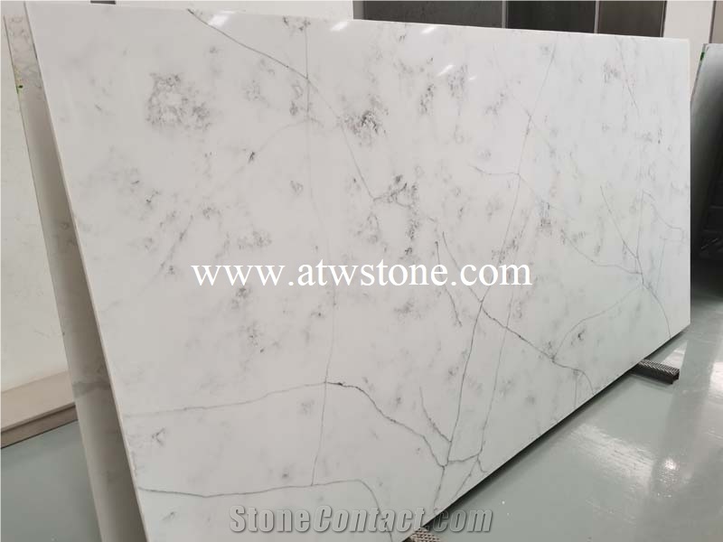 White Marble Vein Quartz Stone VQ8634