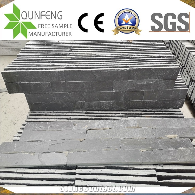 China 15*55CM Natural Black Stone Z Slate Split Face Mosaic