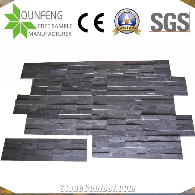 China Natural Black Split Slate Wall Panel Stacked Stone