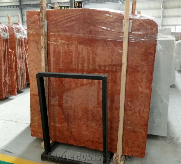 Bright Colors Red Alicante Stock Marble Polished Slab