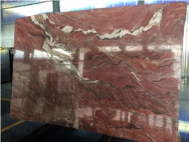 Elegant Sharp Red Silk Factory Customized Slab