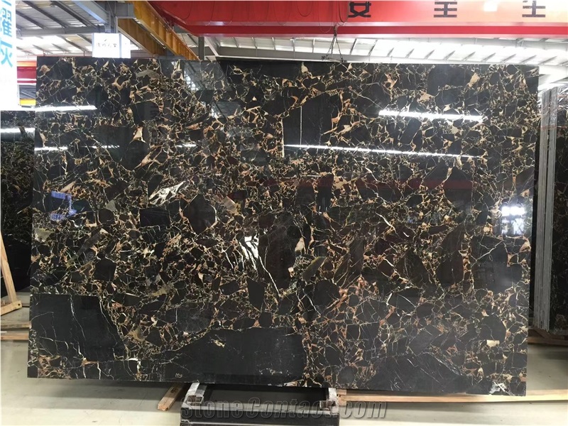 Good Quality Athen Black And Gold Marble Big Size Slabs