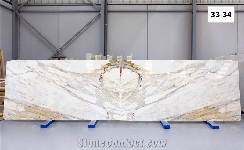 Calacatta Gold Marble Slabs, 2 Cm Bookmatched