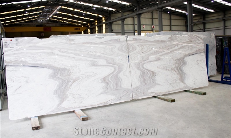 Diamond White Marble Slabs, Bookmatched