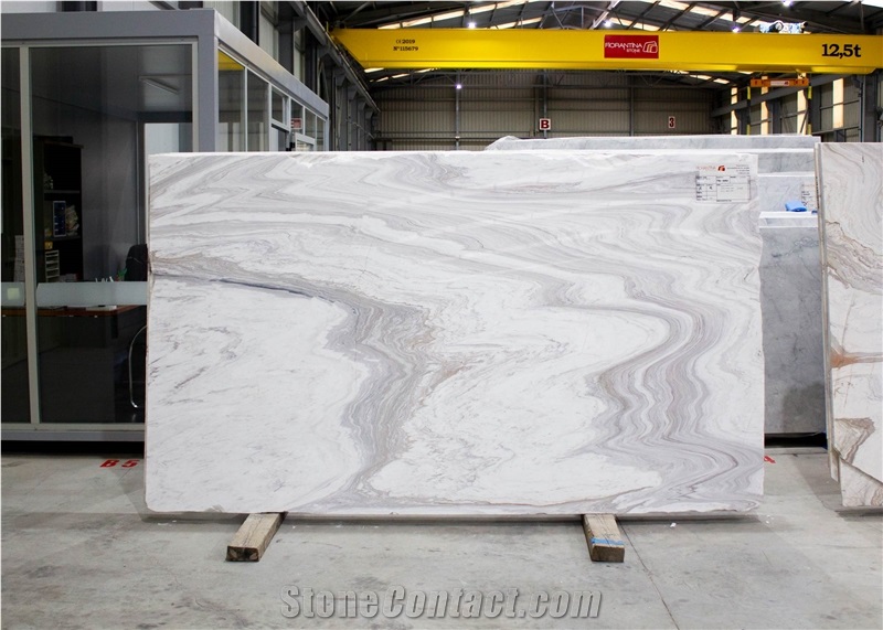 Diamond White Marble Slabs, Bookmatched