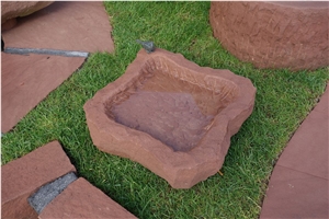 Hand Split Bush Hammered Flower Pot In Garden Planter